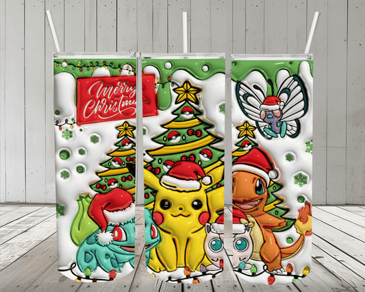 Cartoon Christmas 20oz Skinny Tumbler or Design