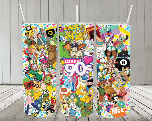 Cartoon 90's 20oz Skinny Tumbler or Design